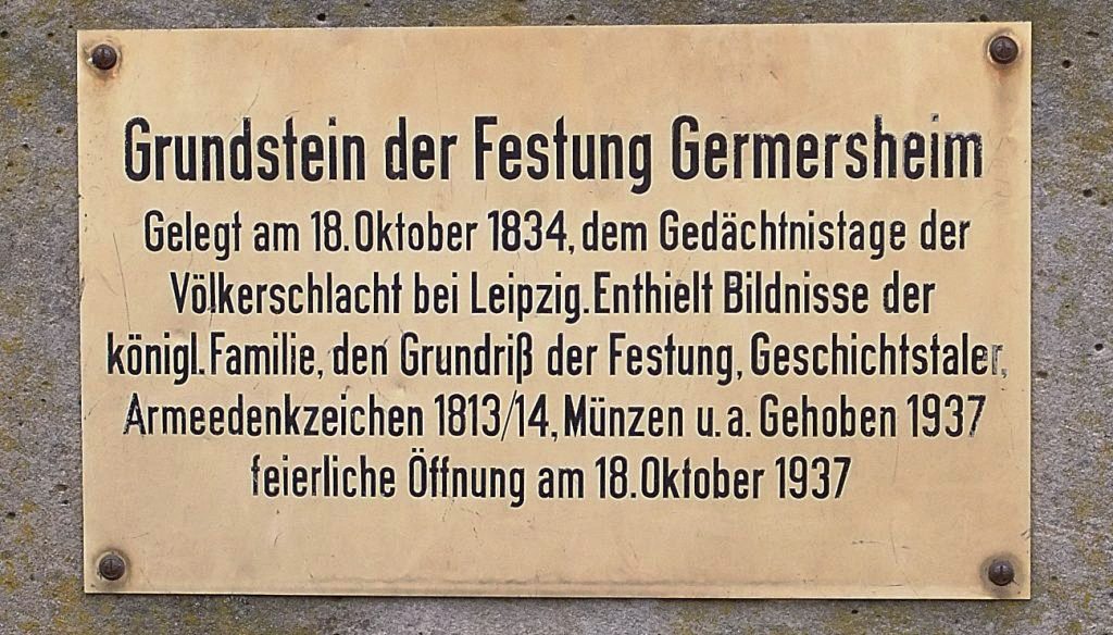 Datei:Festung Germersheim Grundstein Infotafel.JPG
