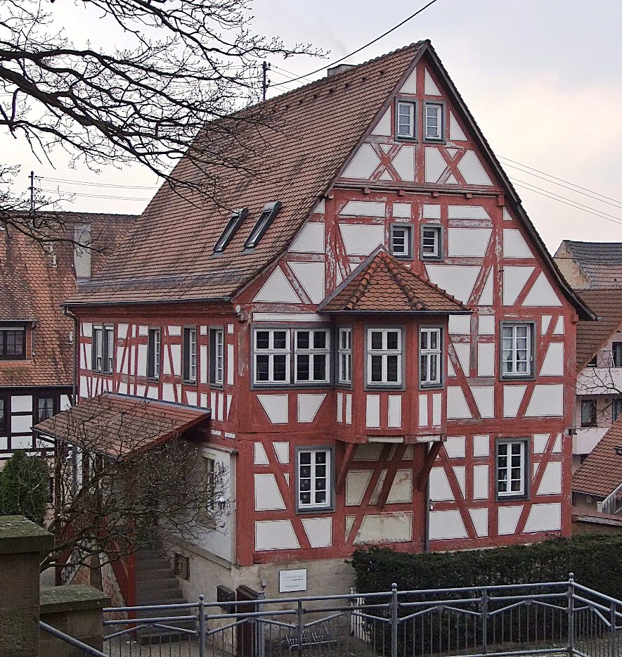 Hoffenheim: Fachwerkhaus, von der evangelischen Kirche aus gesehen