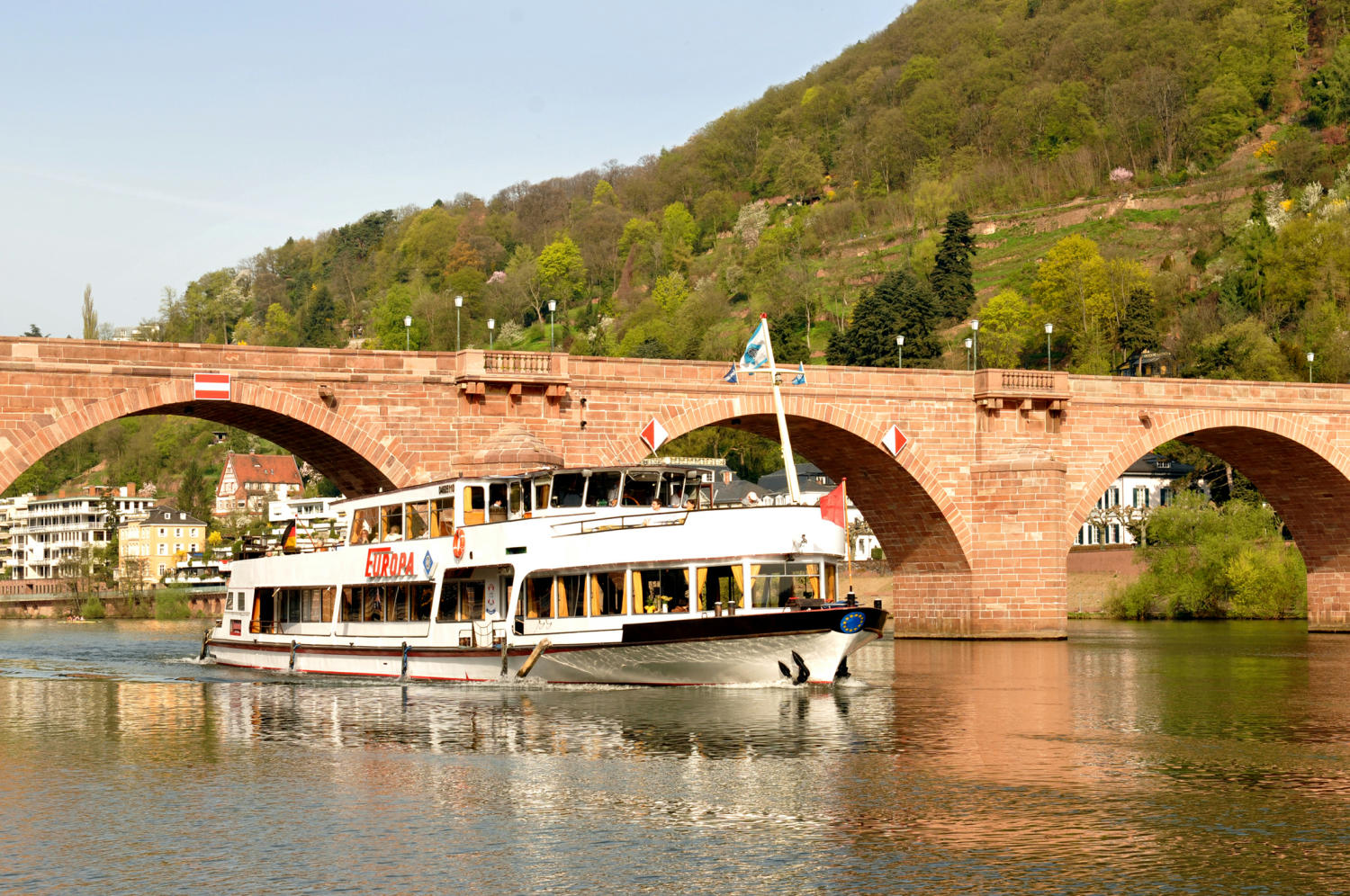 Fahrgastschiff Europa vor der Alten Brücke in Heidelberg