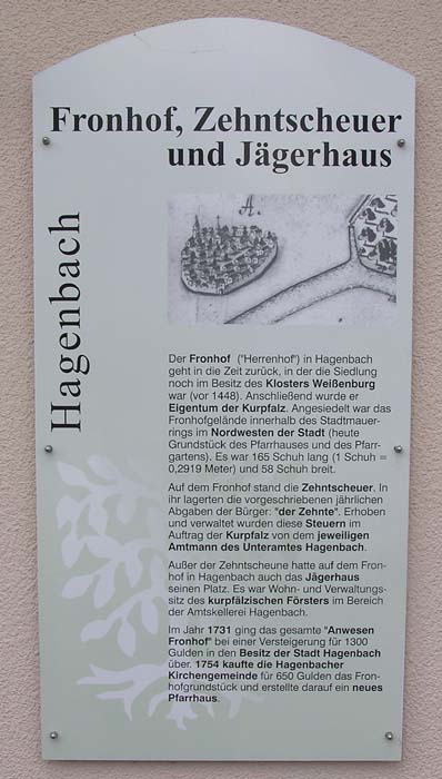 Hagenbach, Informationstafel "Fronhof, Zehntscheuer und Jägerhaus"