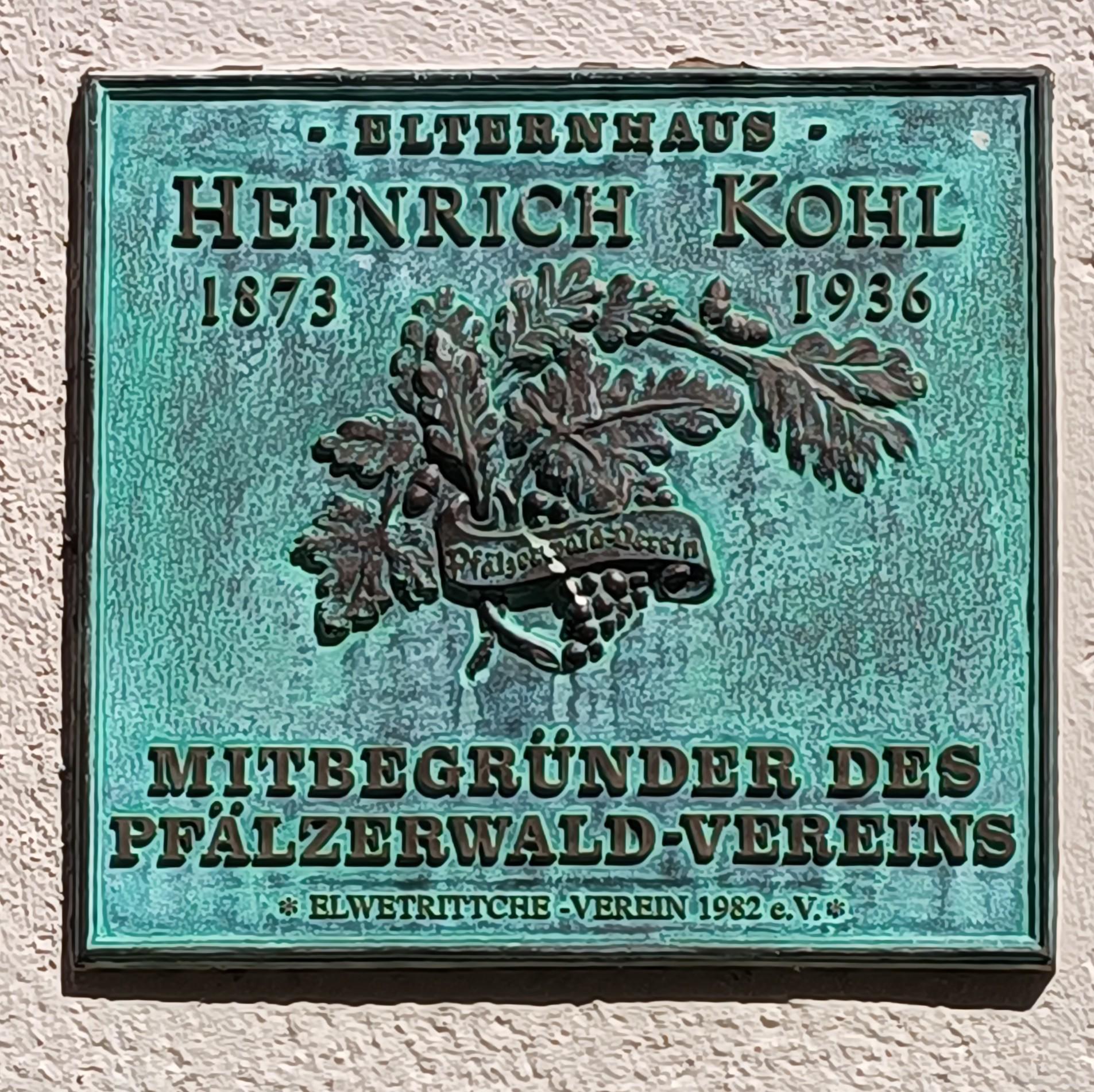 Marktstraße Landau Haus 53 Gedenktafel Elternhaus Heinrich Kohl.jpeg
