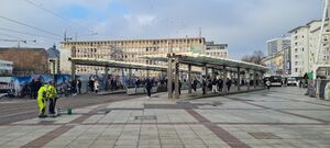 Die Haltestelle Berliner Platz in Ludwigshafen.